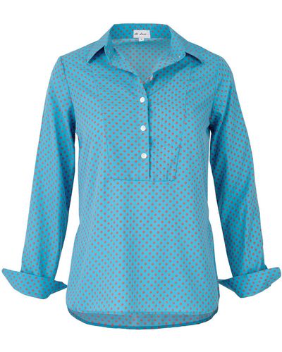 At Last Soho Shirt In With Orange Spot - Blue