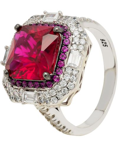 LÁTELITA London Anastasia Gemstone Cocktail Ring Silver Ruby - Pink