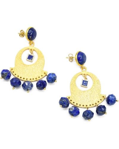 ADIBA Night Sky Lapis Lazuli Handmade Drop Earring - Blue