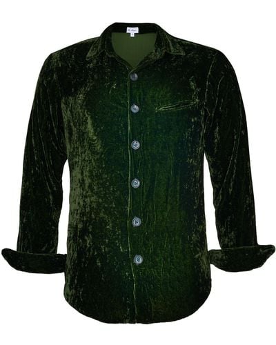 At Last Silk Velvet Shirt In Forest - Green