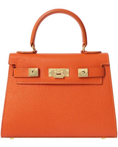 Lalage Beaumont Maya Midi Caribou Soft Grainy Print Calf Leather Handbag - Orange
