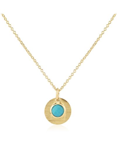 Auree Bali 9ct Gold December Birthstone Necklace Turquoise - Metallic
