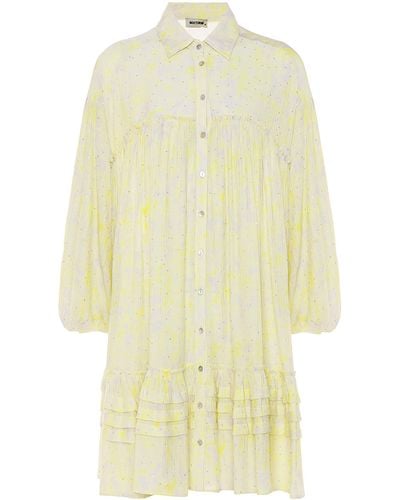 Nocturne Draped Mini Dress With Ruffle Detail - Yellow