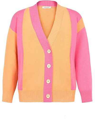 Nocturne Color Block Knit Cardigan - Pink