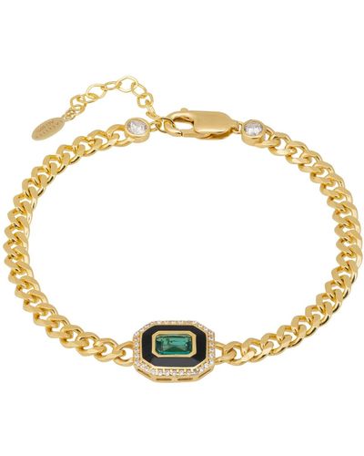 LÁTELITA London Art Deco Emerald And Enamel Bracelet Gold - Metallic