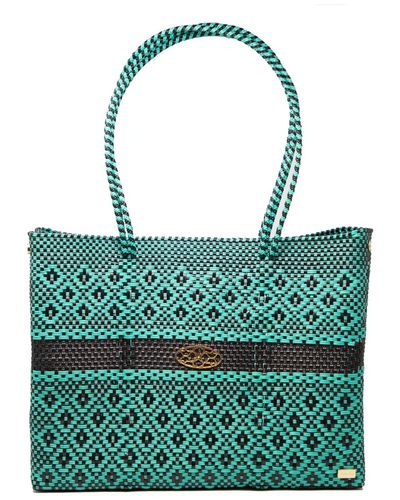 Lolas Bag Turquoise Travel Tote With Clutch - Green