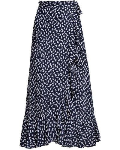 Rumour London Stella Ruffled Floral-print Wrap Skirt - Blue