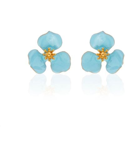 Milou Jewelry Turquoise Bloom Flower Earrings - Blue
