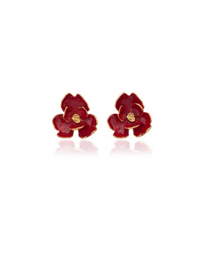 Milou Jewelry Rose Flower Earrings - Red