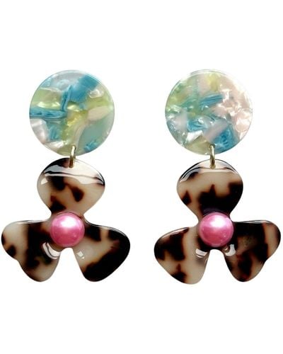 CLOSET REHAB Pearl Water Poppy Drop Earrings In Candy Eyes - Green