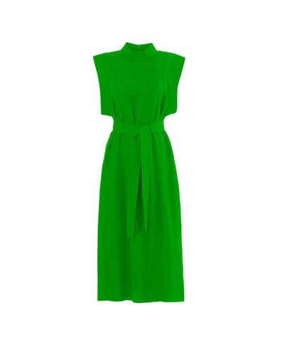 Julia Allert Stylish Straight Dress With Belt - Green
