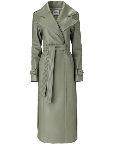 Lita Couture Vegan Leather Trench Coat - Green