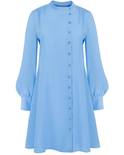 JAAF Asymmetric Silk Dress In Sky - Blue