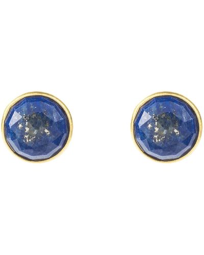 LÁTELITA London Medium Circle Stud Earrings Lapis Lazuli Gold - Blue