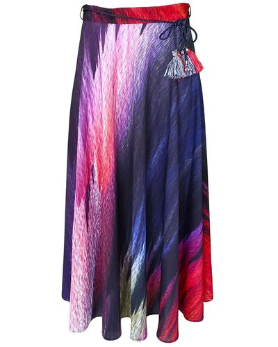Lalipop Design Colorful Abstract Digital Print Skirt With Cord Belt - Purple