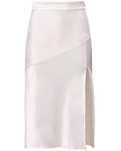 Lita Couture Side-slit Midi Skirt In - White