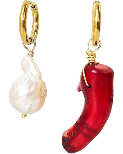 Smilla Brav Baroque Pearl Earrings Kayla - Red