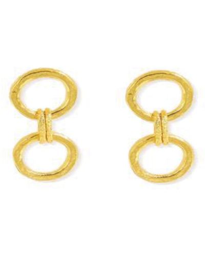 Ottoman Hands Tesoro Hand-hammered Double Chain Drop Earrings - Metallic