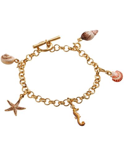 Fable England Fable Hand Painted Shell Charm Worn Bracelet - Metallic