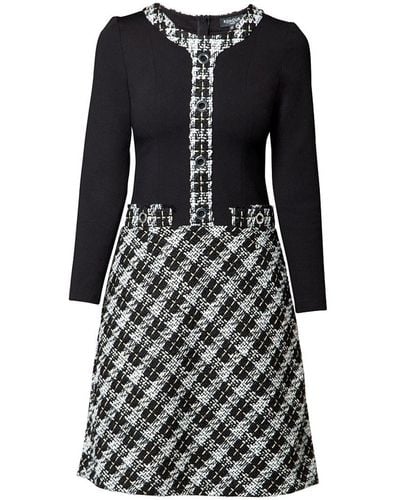 Rumour London Beatrice Jersey Dress With Checked Tweed Skirt - Black