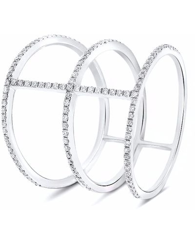 Cosanuova Three Band Diamond Ring 18k White Gold - Metallic