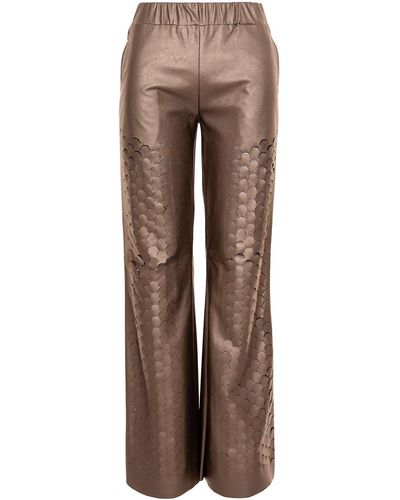 Silvia Serban Neutrals / Laser Cut Bronze Trousers - Brown