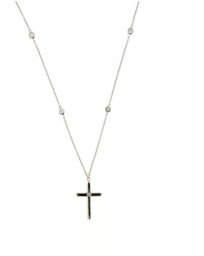 Cosanuova Diamond Cross Necklace In 18k Gold - White