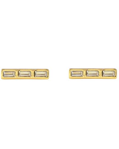 Kris Nations Triple Baguette Bar Earrings Vermeil - Metallic