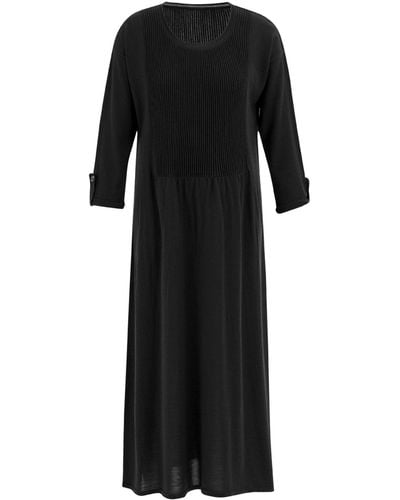 Peraluna 3d Vertical Striped Midi Knit Dress - Black