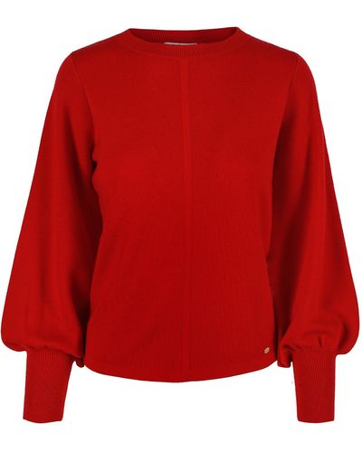 tirillm "alison" Merino Wool Sweater With Puffed Sleeves - Red