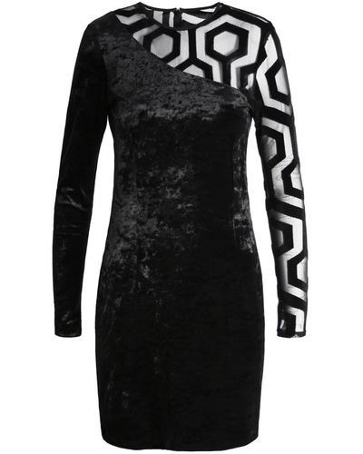 VIKIGLOW Genevieve Velvet Asymmetrical Mini Dress - Black