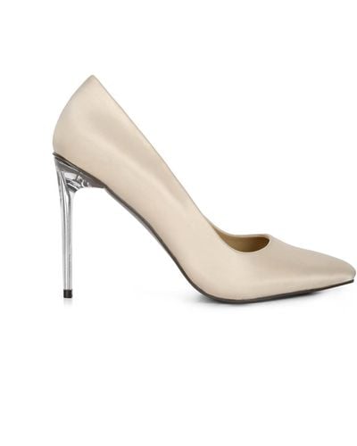 Rag & Co Stakes Nude Clear Heel Classic Pump Sandals - White