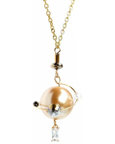 I'MMANY LONDON In My Orbit Pearl & Crystal Charm Necklace - Metallic