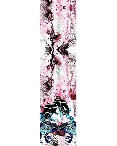 CASSANDRA HONE Frogs & Feathers Skinny Silk Scarf - Pink