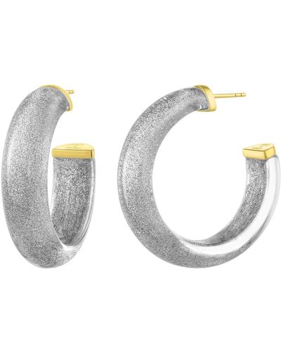 Gold & Honey Small Pixie Silver Illusion Hoop Earrings - White
