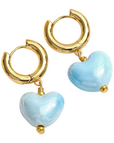 Classicharms Ceramic Heart Dangle Earrings - Blue