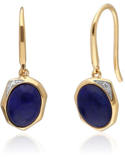 Gemondo Irregular Lapis Lazuli & Diamond Drop Hook Earrings - Blue