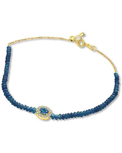 Genevieve Collection 18k Yellow Gold Sapphire Bead Bracelet - Blue