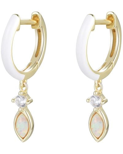 KAMARIA Enamel Opal Huggie Earrings - Metallic
