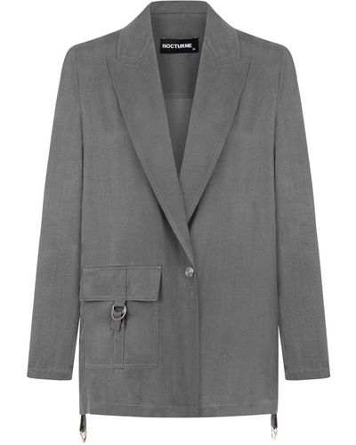 Nocturne Double-breasted Jacket With Pockets - Grey