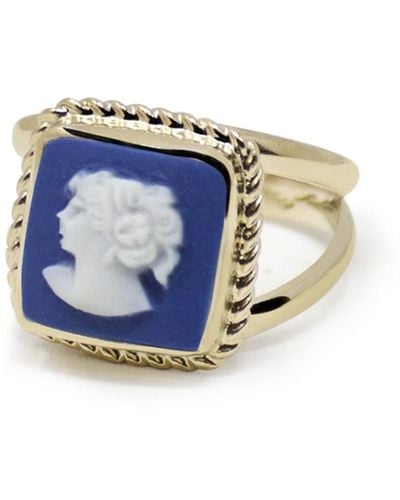 Vintouch Italy The Beloved Gold-plated Blue Cameo Ring