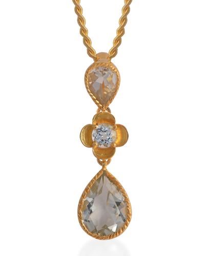 Emma Chapman Jewels Lola Green Amethyst Aquamarine Pendant - Metallic