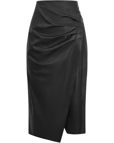 James Lakeland Faux Leather Side Ruched Skirt - Black