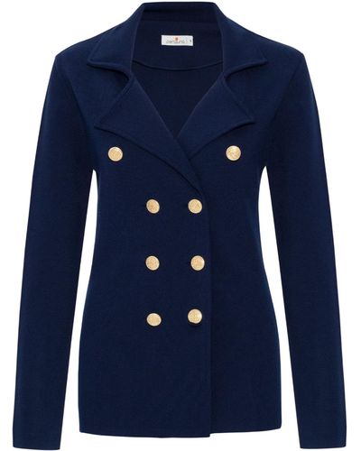 Peraluna Katherine Standard Cut Knit Blazer In Navy - Blue