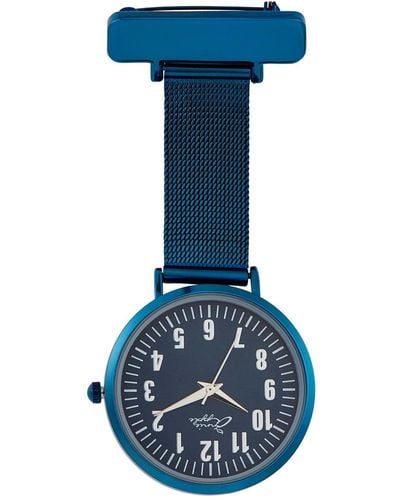 Bermuda Watch Company Annie Apple Silver Mesh Nurse Fob Watch - Blue