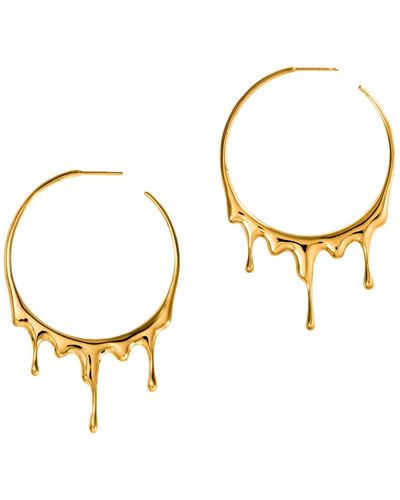 MARIE JUNE Jewelry Dripping Circular L Vermeil Hoop Earrings - Metallic