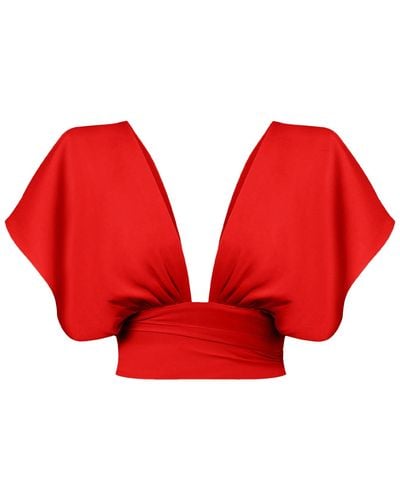 Lily Phellera Amber Wrap Top In Scarlett - Red