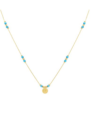 Olivia Le Journey Turquoise Magnesite Beaded Necklace With Coin - Metallic