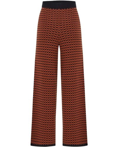 Peraluna Geometric Pattern Straight Knitwear Trousers - Red
