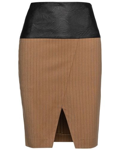 Conquista Camel Striped Pencil Skirt By Si Fashion - Brown